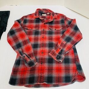 Levi's Red and Black Plaid Overshirt Mens Size M